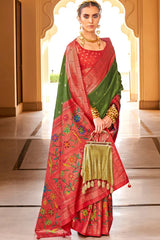 Beautiful Paithani Patola Silk Saree With Blouse