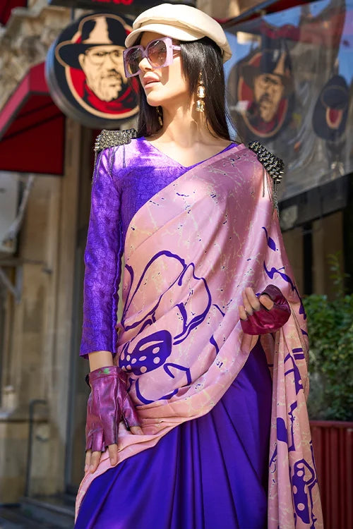 Beautiful Women Satin Silk Saree With Blouse