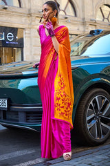 Pink Saree With Designer Blouse