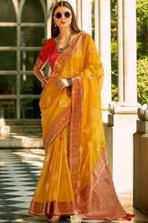 Haldi-Ceremony-Designer-Saree-With-Blouse