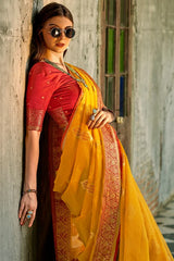 Haldi-Ceremony-Designer-Saree-With-Blouse