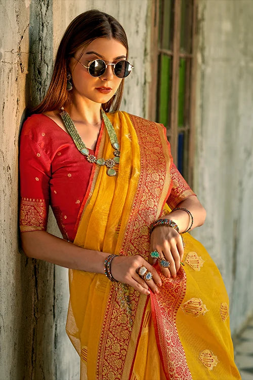 Haldi-Ceremony-Designer-Saree-With-Blouse