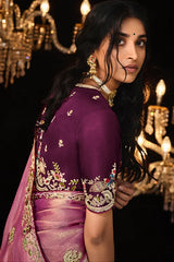 Pink Designer Saree With blouse Piece