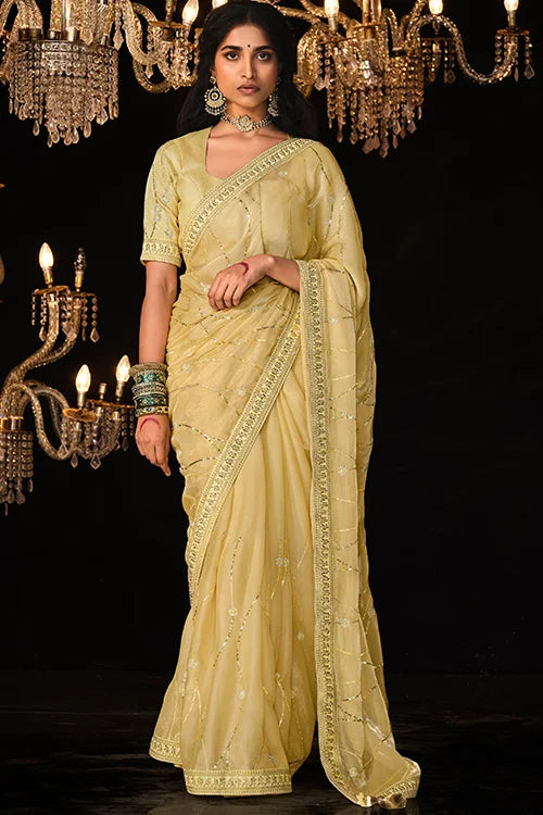 Beautiful Haldi Ceremony Saree With Blouse