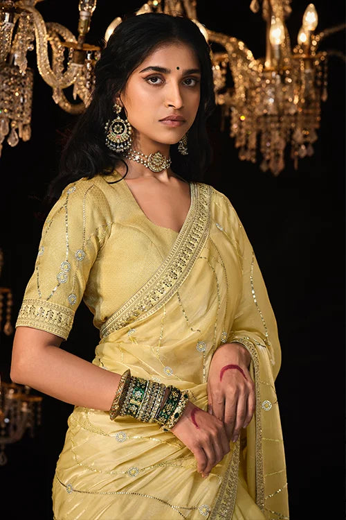 Beautiful Haldi Ceremony Saree With Blouse