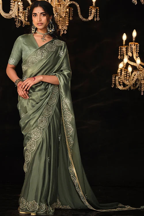 Light Colour Designer Saree With Blouse