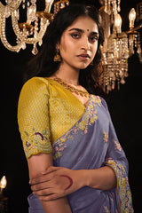 Heavy Embroidery Work Saree With Blouse