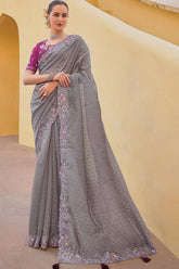 Hand Work Saree With Designer Blouse
