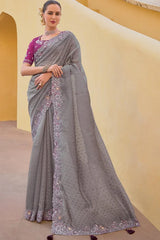 Hand Work Saree With Designer Blouse