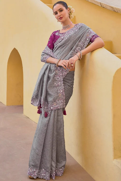 Hand Work Saree With Designer Blouse