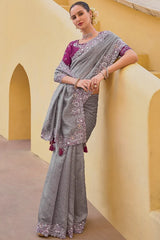 Hand Work Saree With Designer Blouse