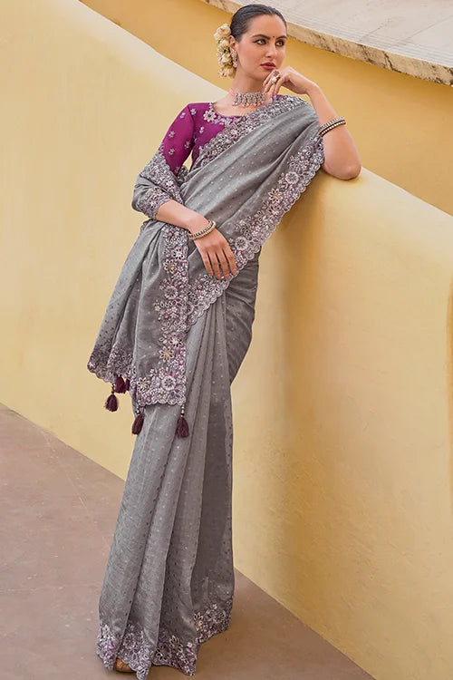 Hand Work Saree With Designer Blouse
