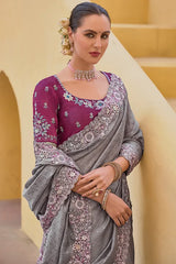 Hand Work Saree With Designer Blouse