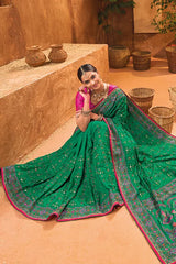 Wonderfull Designer Kachhi Work Saree With Blouse