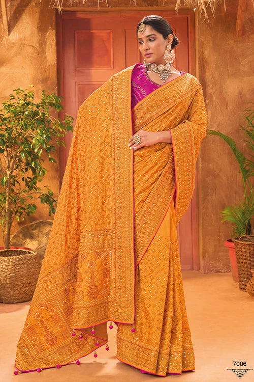 Haldi Ceremony Saree With Designer Blouse
