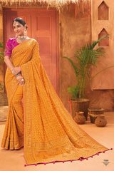 Haldi Ceremony Saree With Designer Blouse