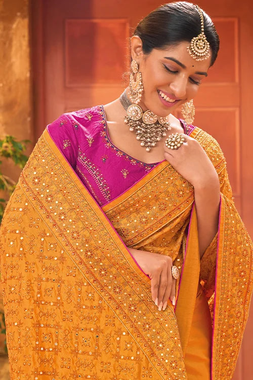 Haldi Ceremony Saree With Designer Blouse