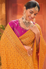 Haldi Ceremony Saree With Designer Blouse