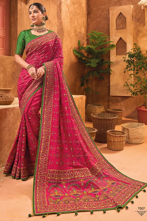 Awesome Bridal Wear Collection For Women Saree With Blouse Piece shubhkalastore