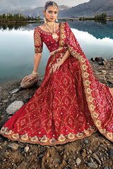 Red Bandhani Saree