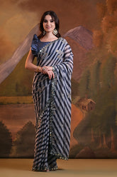 Black Georgette Saree with Mirror Work