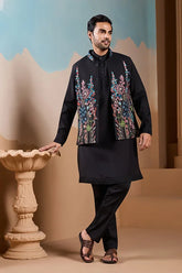 Black Wedding Koti Kurta Set