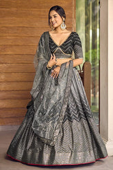 Black Thread Embroidery Lehenga