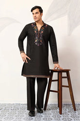 Black V Neck Kurta Pant