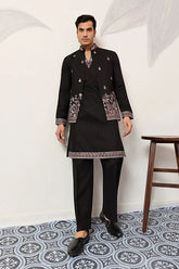 Black Koti Kurta Set for Mens