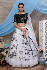Black and White Block Print Lehenga