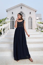 Blue Georgette Embroidered Kurta Set