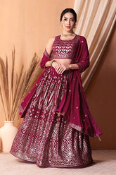 Dark Pink Georgette Lehenga Choli