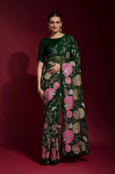 Stylish Green Georgette Saree