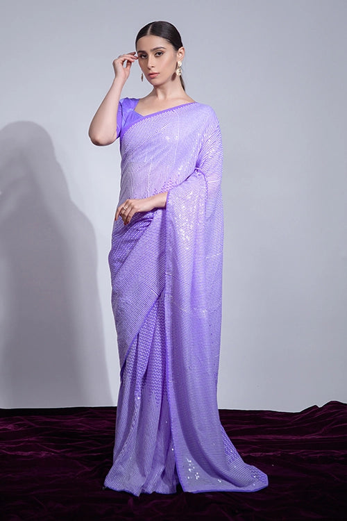 Purple Designer Saree with Sequins