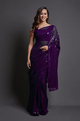 Wine Color Designer Saree for Women