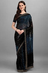 Designer Petrol Georgette Saree