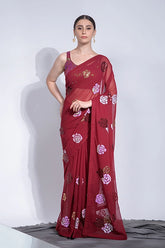 Red Bollywood Designer Georgette Saree