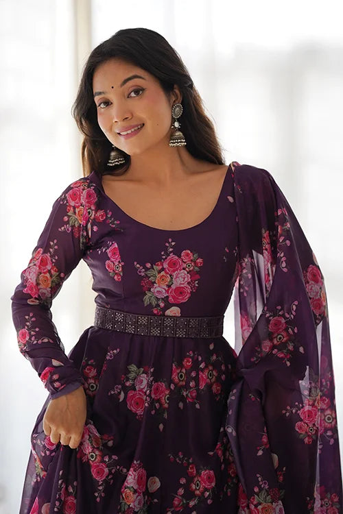 Elegant Wine Anarkali Gown