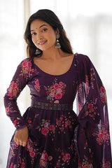 Elegant Wine Anarkali Gown