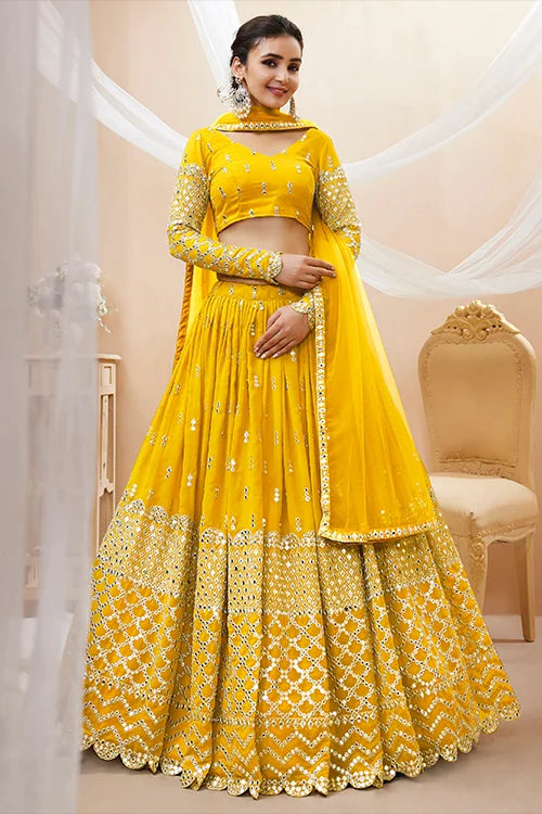 Yellow Lehenga Choli for Modern Haldi Celebrations