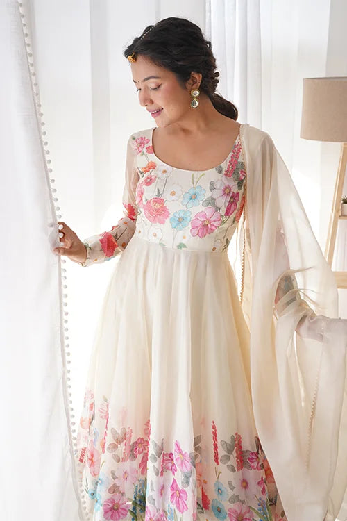 Classic Cream Anarkali Suit