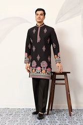 Classic Black Embroidered Kurta Men