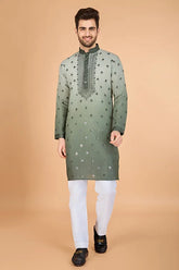 Designer Men's Ombre Green Kurta