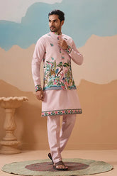 Light Pink Mens Koti Kurta