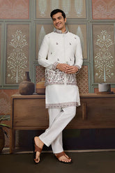 Designer White Koti Kurta Set