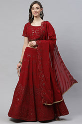 Designer Georgette Thread With Sequins Embroidered Lehenga Choli