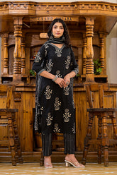 Black printed kurti