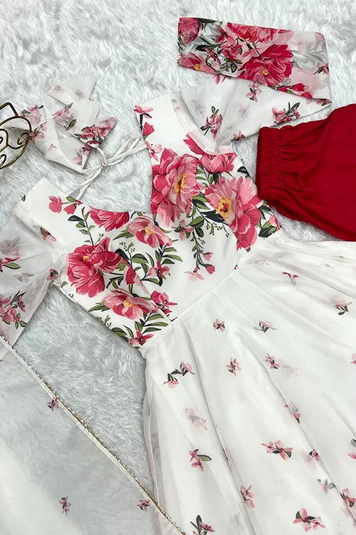 Organza Silk Gown with Dupatta Set