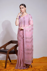 Peach Heavy Georgette Saree