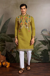 Festive Green Embroidered Kurta